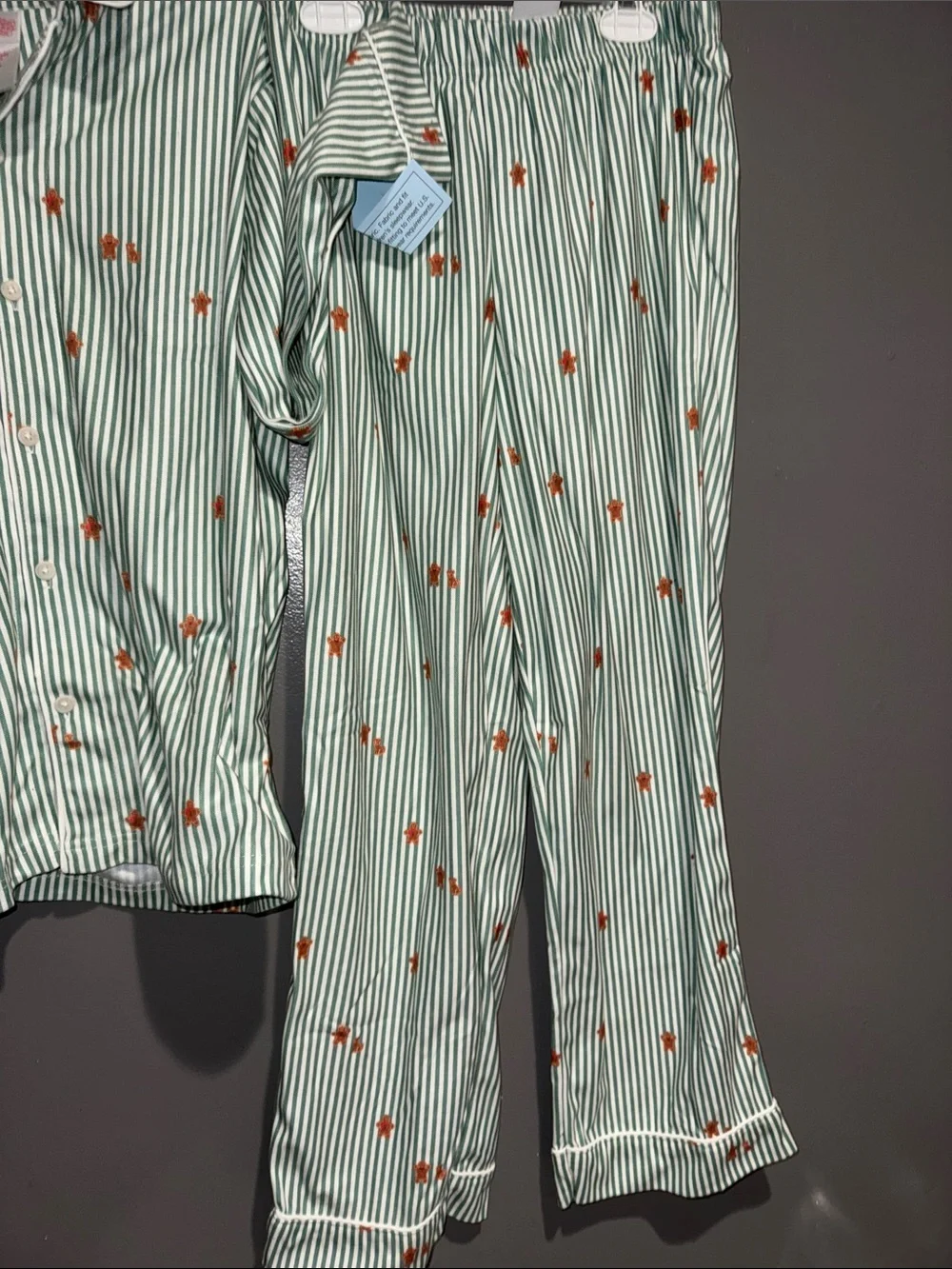 Wondershop Mint Green & White Striped Pajama Set with Orange Star Print